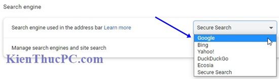  Đặt google làm công cụ tìm kiếm mặc định Google Chrome